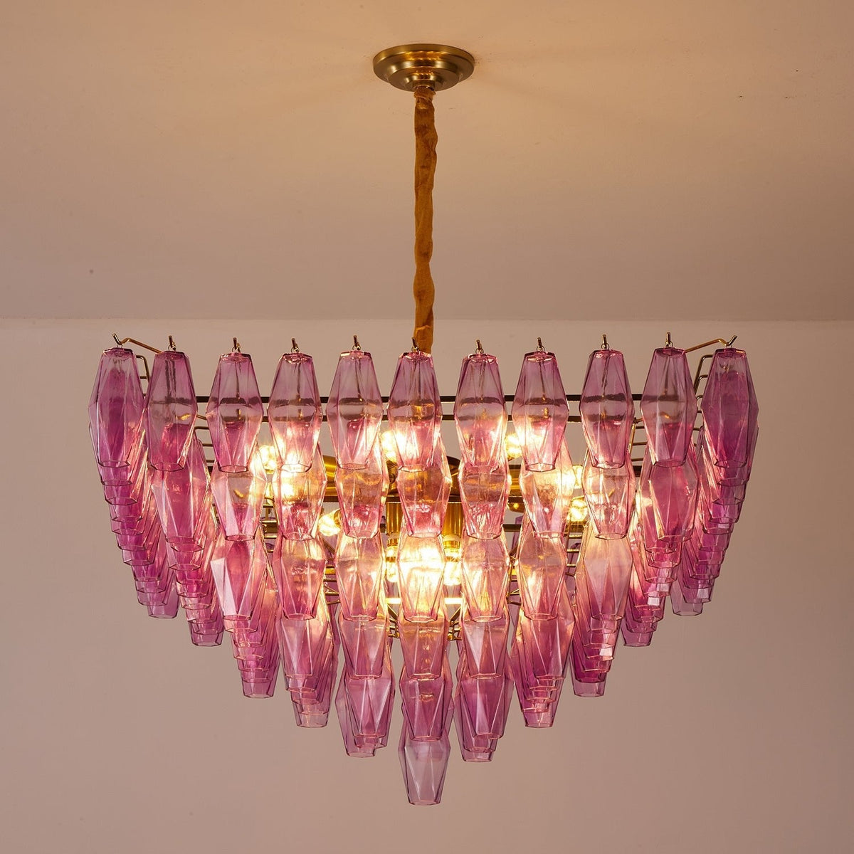 Miroian Chandelier Fuchsia Prism Inverted Pyramid