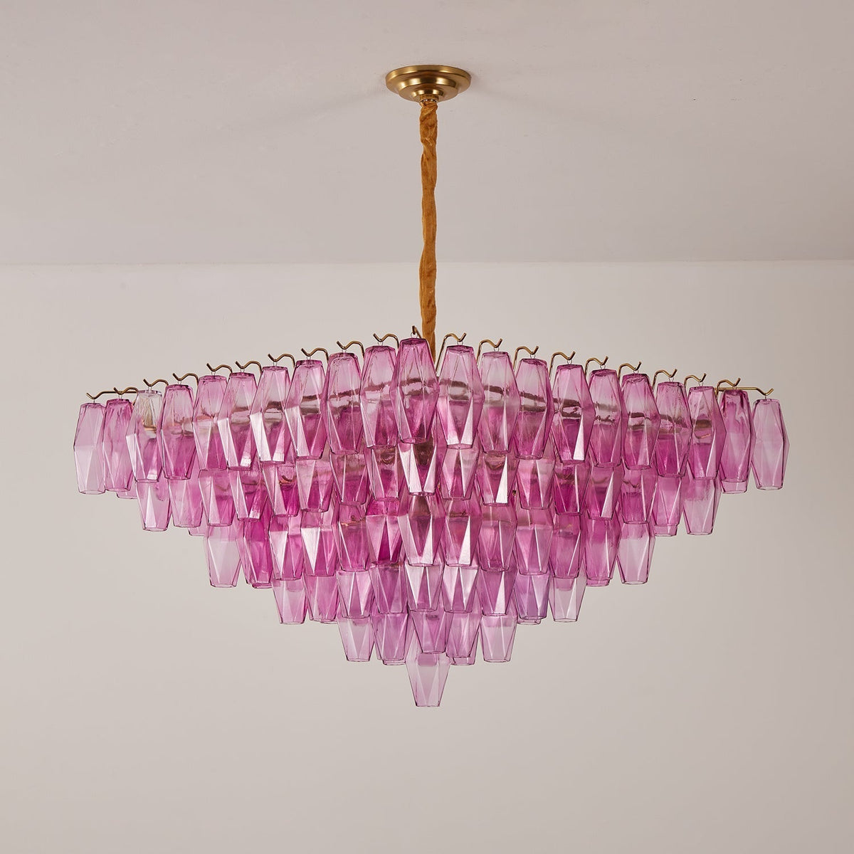 Miroian Chandelier Fuchsia Prism Inverted Pyramid