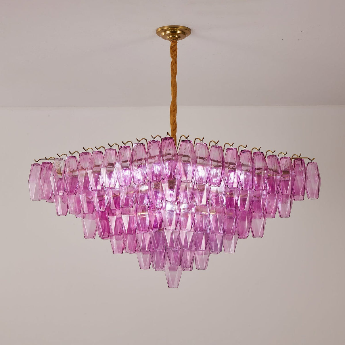 Miroian Chandelier Fuchsia Prism Inverted Pyramid