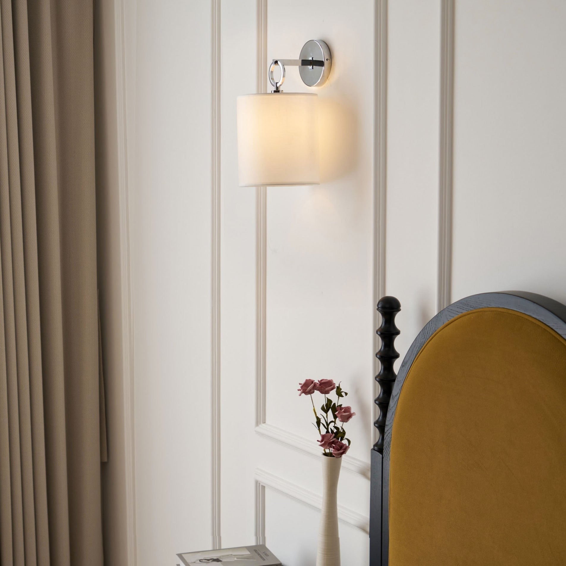 Emile Cylindrical Fabric Shade Wall Lamp Farmhouse