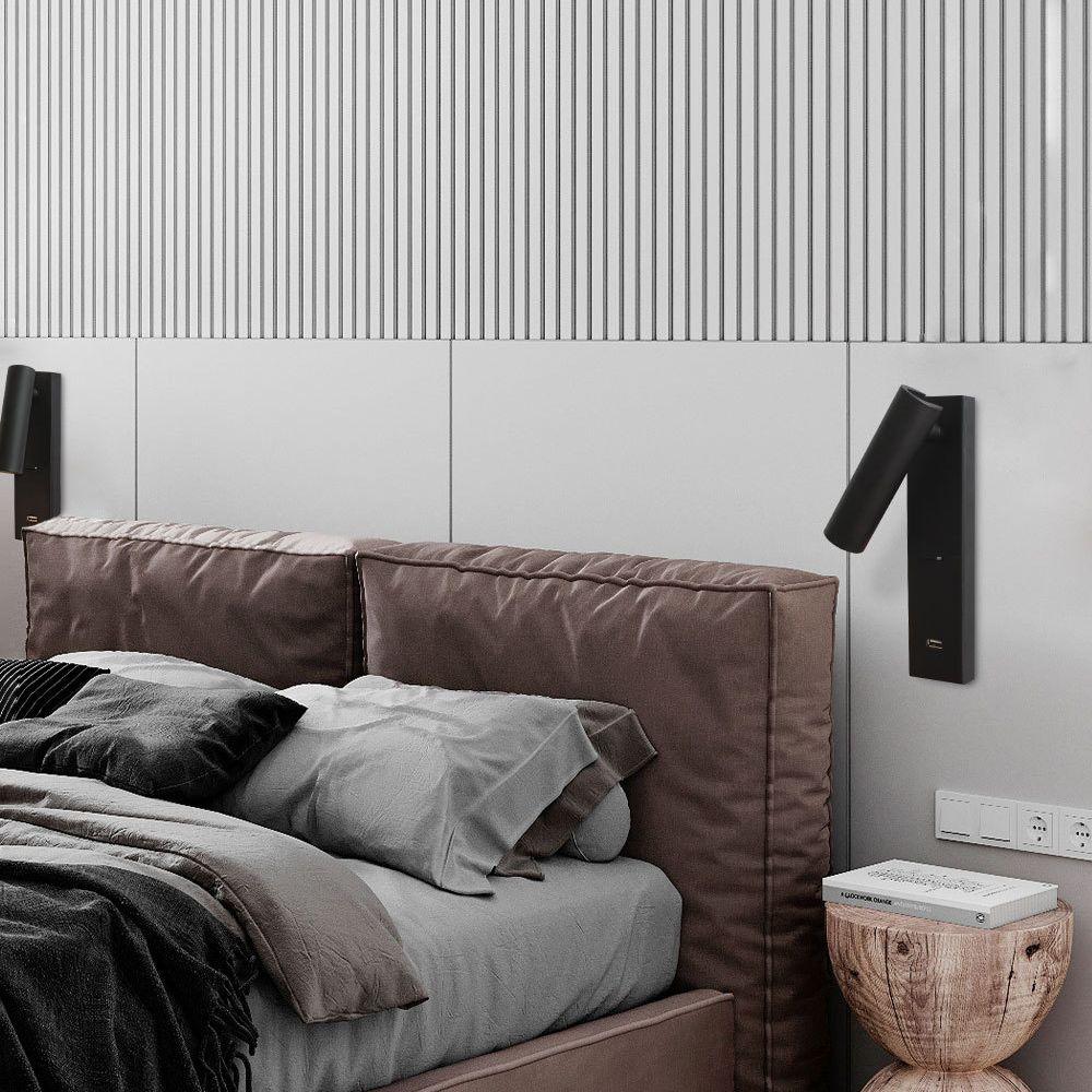 Sothis Modern Minimalist Bedside USB Black Wall Light
