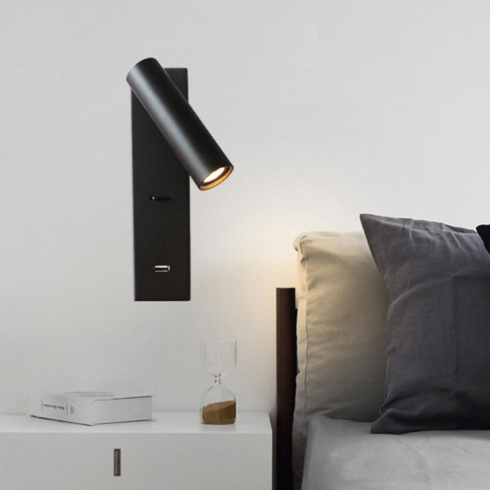 Sothis Modern Minimalist Bedside USB Black Wall Light