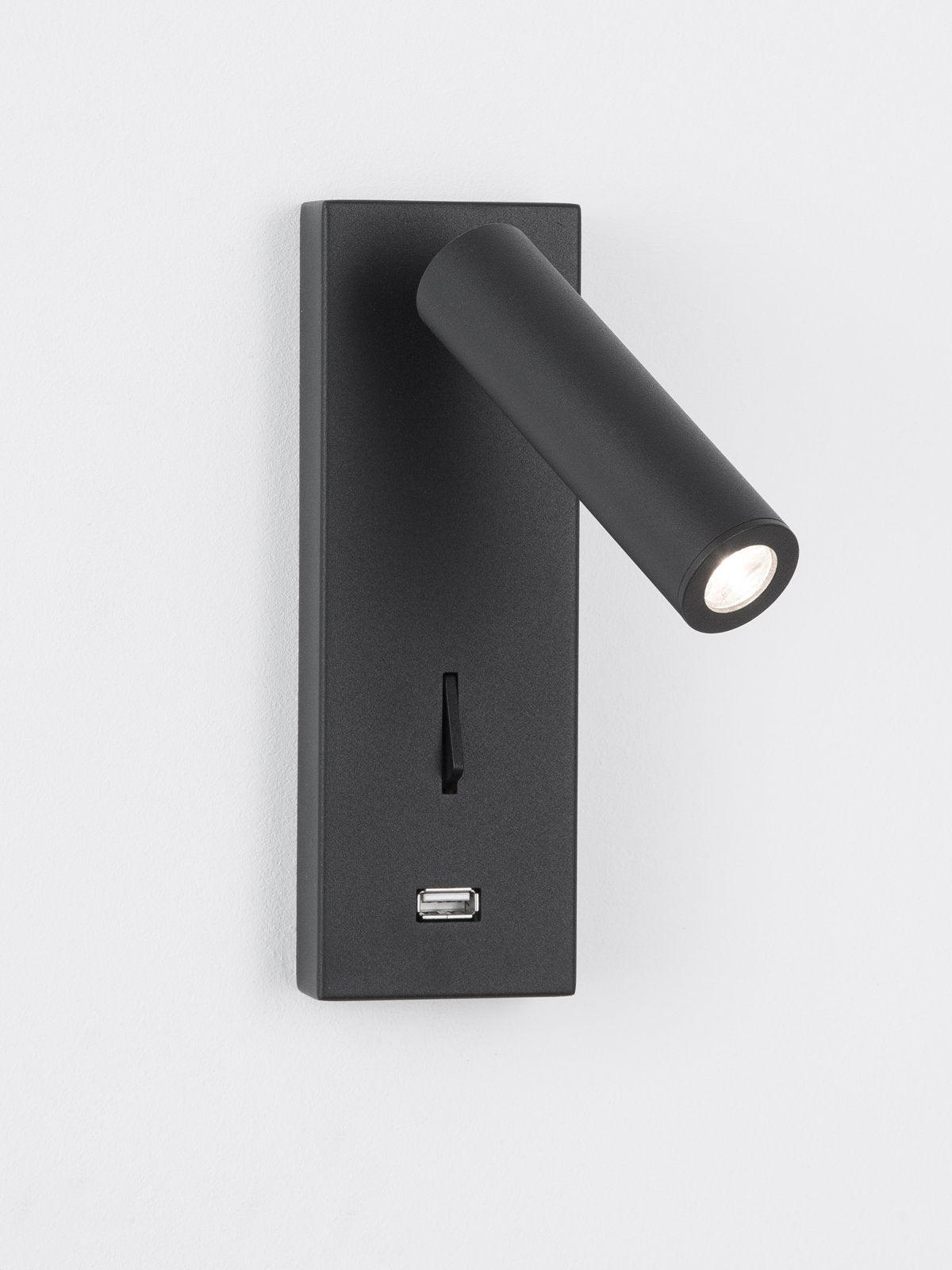 Sothis Modern Minimalist Bedside USB Black Wall Light