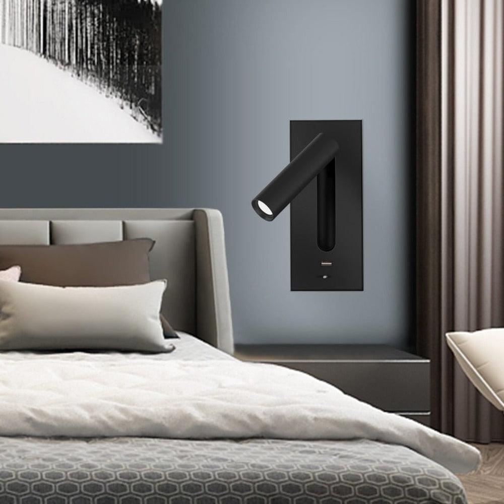 Sothis Modern Minimalist Bedside USB Black Wall Light