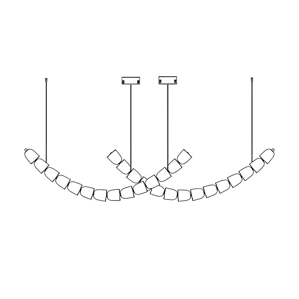 Elyisaine Chandelier Crystal Gold LED 3-Line