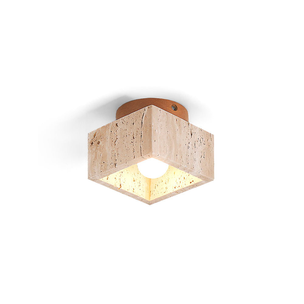 Ritta Sqaure&Round Ceiling Light Black& Yellow Travertine - Neutral Decor