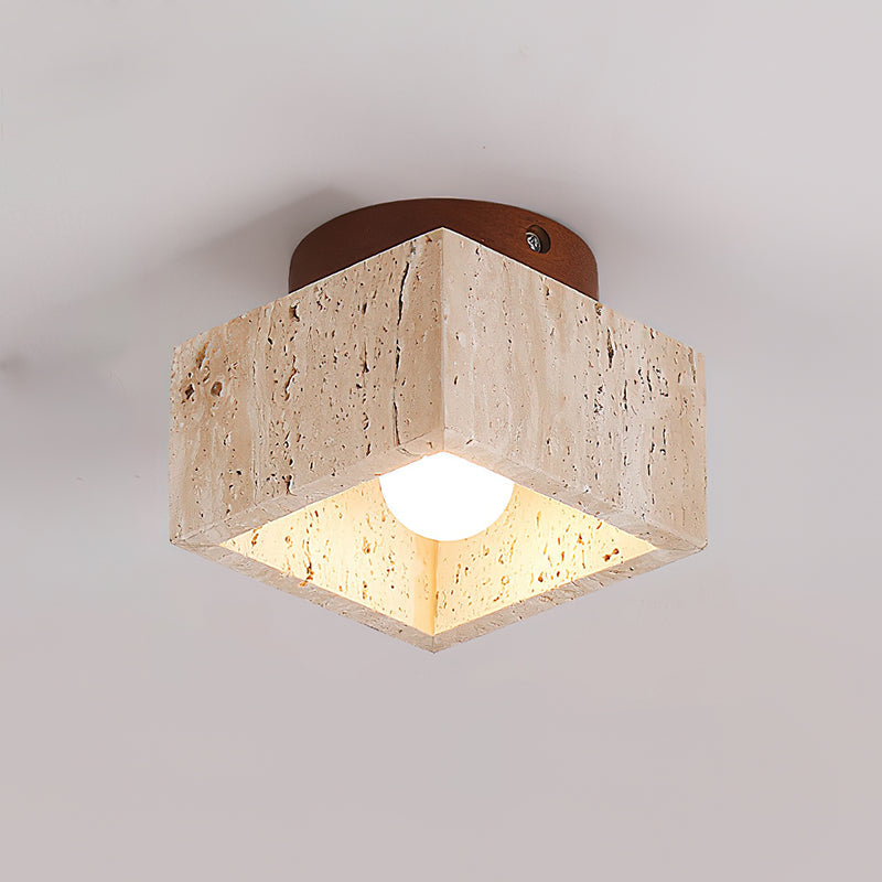 Ritta Sqaure&Round Ceiling Light Black& Yellow Travertine - Neutral Decor