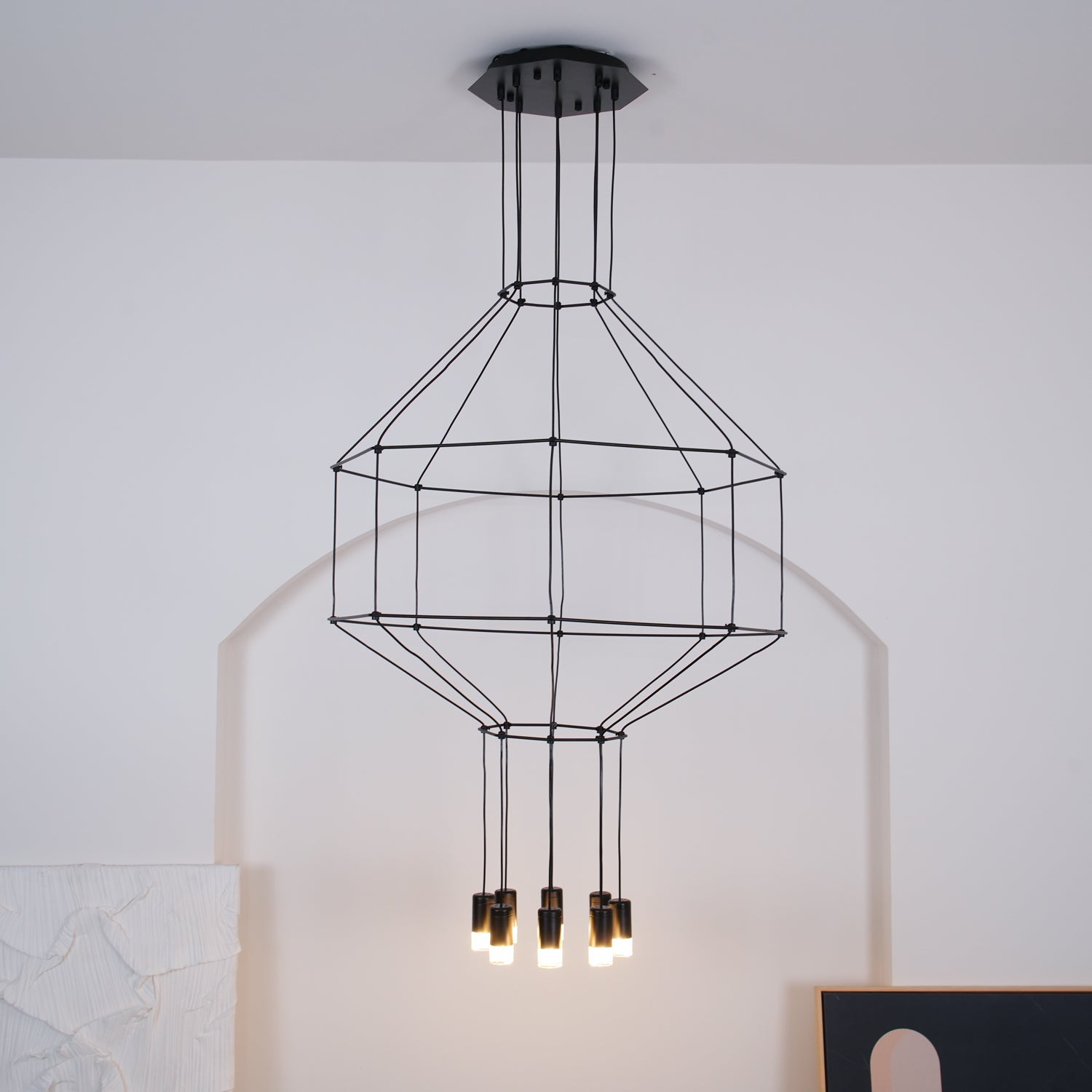 Elaalora Pendant Lamp Geometric Wire Black LED