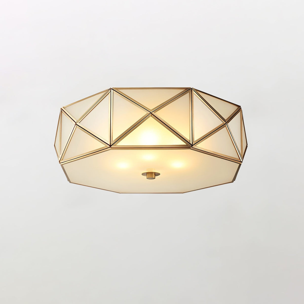 Celivise Geometric Shaped Brass Glass Flush Ceiling Light