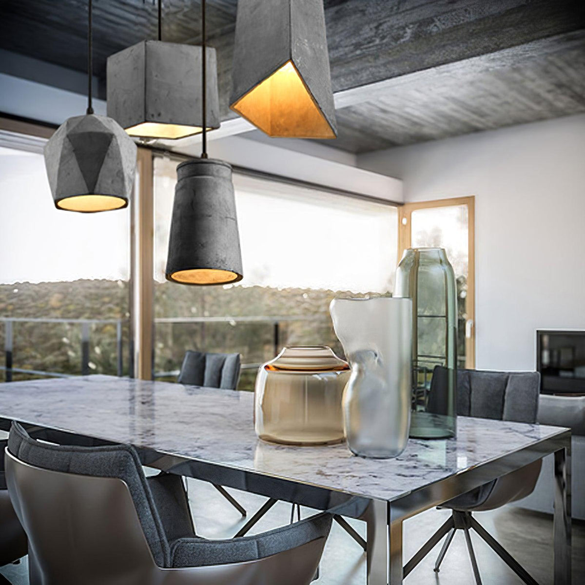 Geo Industrial Cement Pendant Light