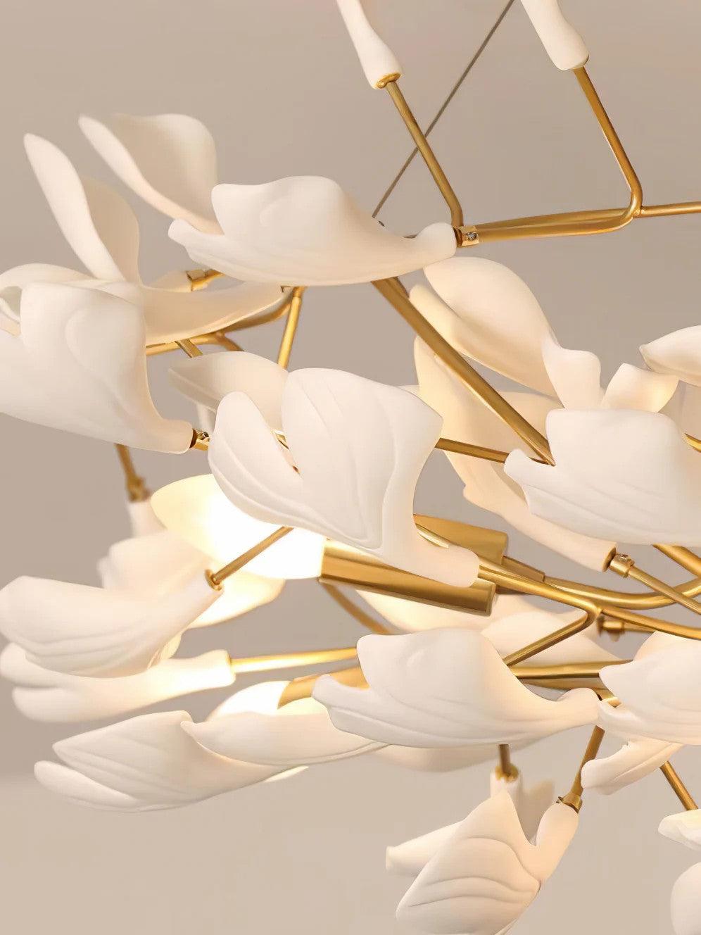 Nale Chandelier Ginkgo Leaf Brass Ceramic