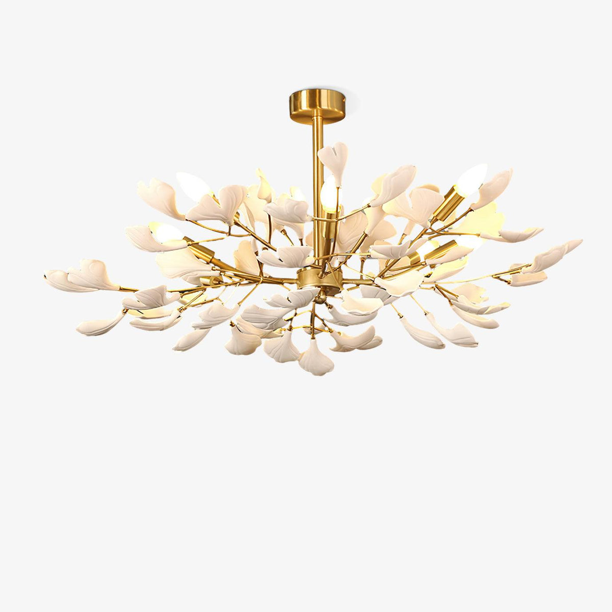 Nale Chandelier Ginkgo Leaf Brass Ceramic