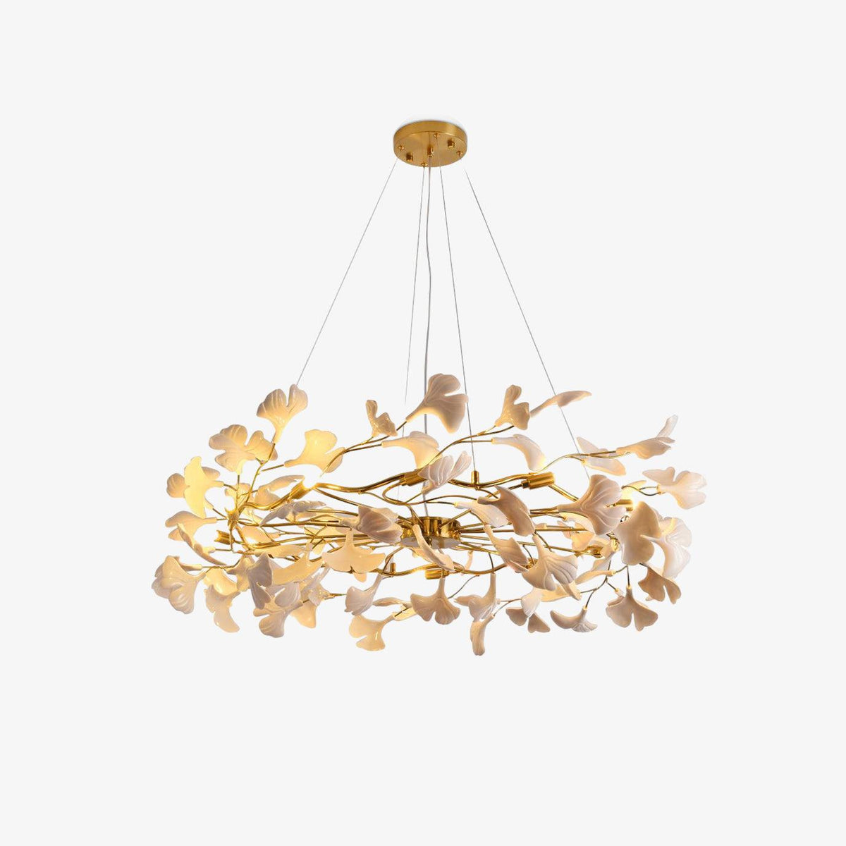 Oden Chandelier Ginkgo Leaf Ceramic Sculptural