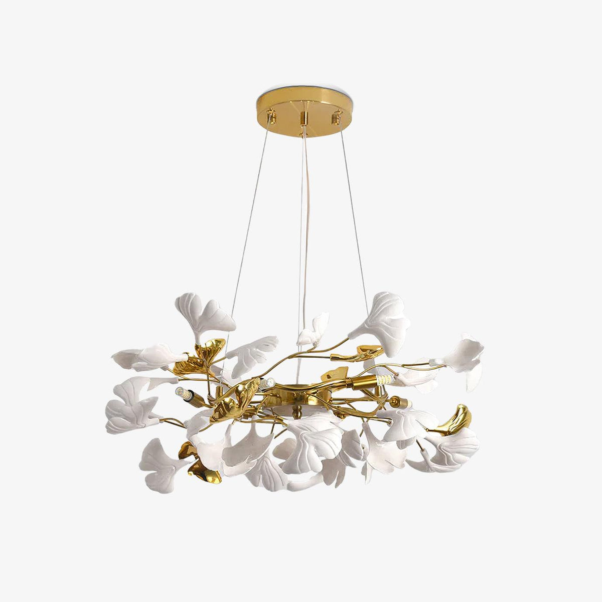Oden Chandelier Ginkgo Leaf Ceramic Sculptural