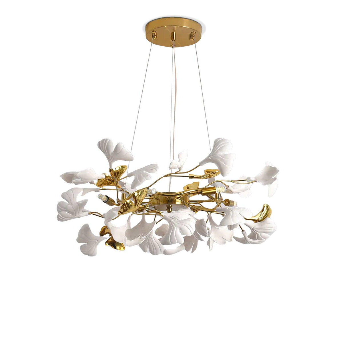Oden Chandelier Ginkgo Leaf Ceramic Sculptural