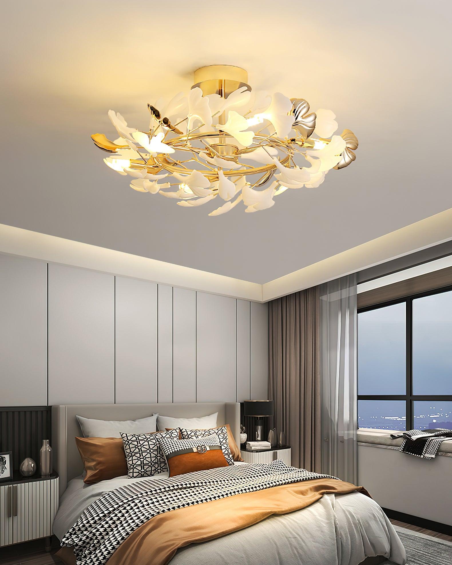 Artheel Premium Nordic Art Gingko Rotating Ceramics Ceiling Lamp