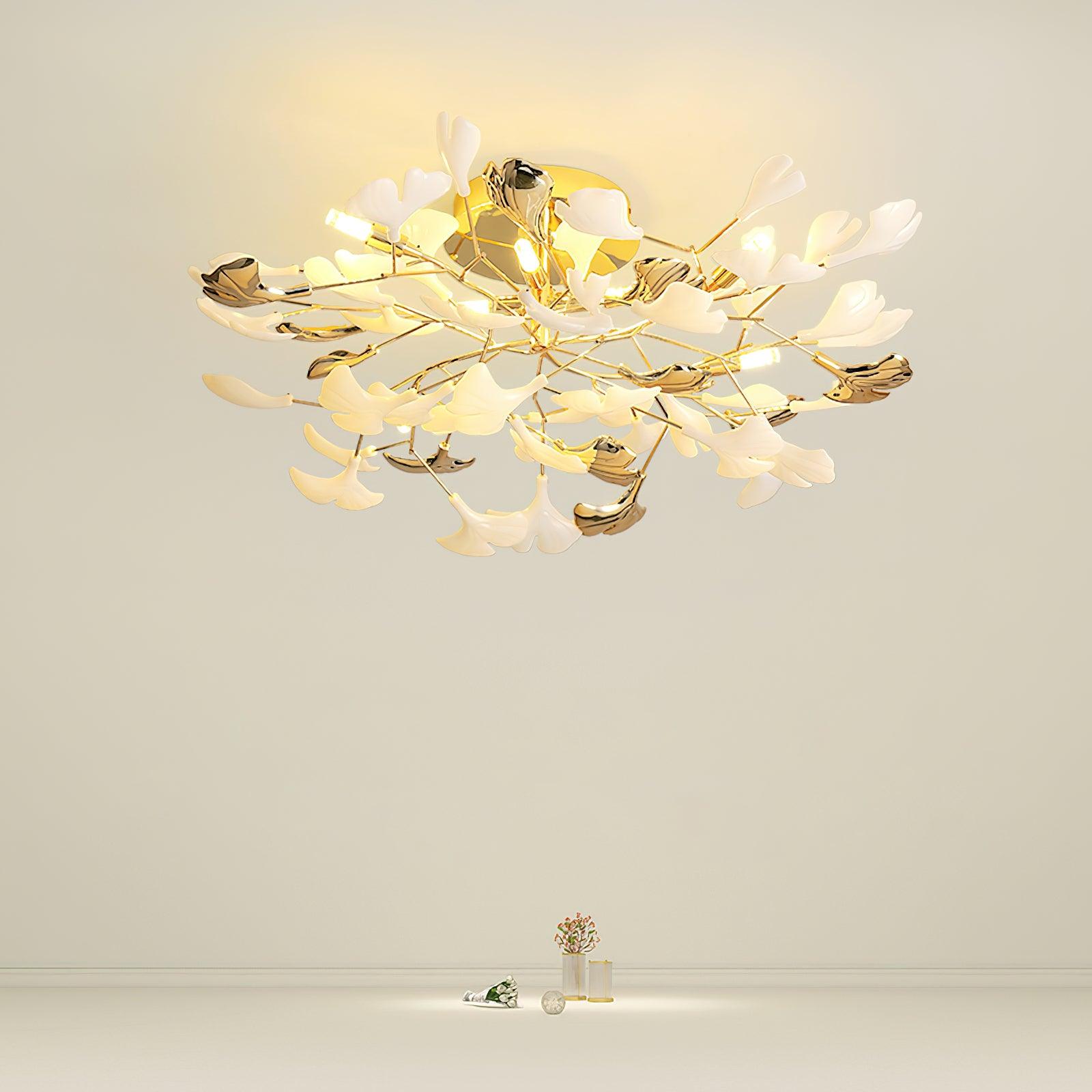 Artheel Premium Nordic Art Gingko Rotating Ceramics Ceiling Lamp