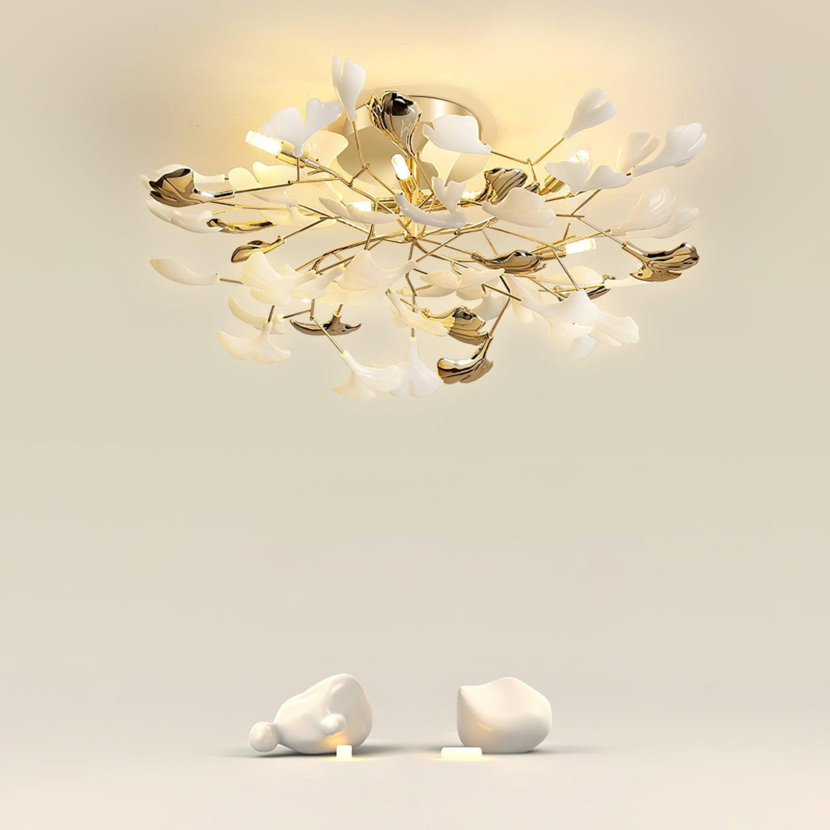 Artheel Premium Nordic Art Gingko Rotating Ceramics Ceiling Lamp