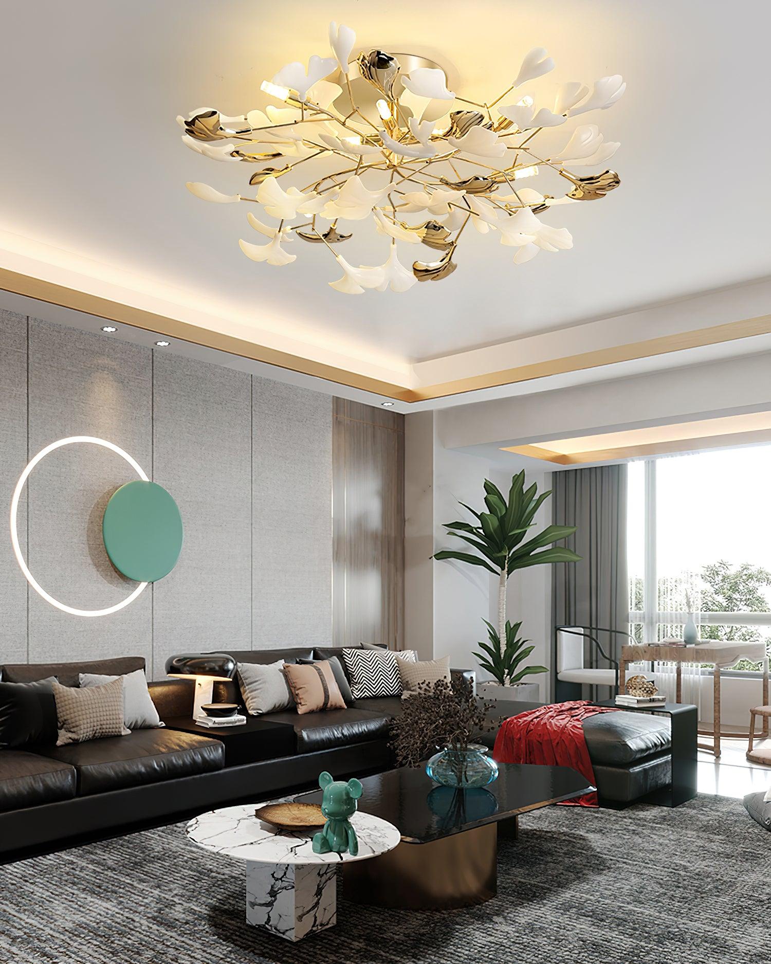 Artheel Premium Nordic Art Gingko Rotating Ceramics Ceiling Lamp