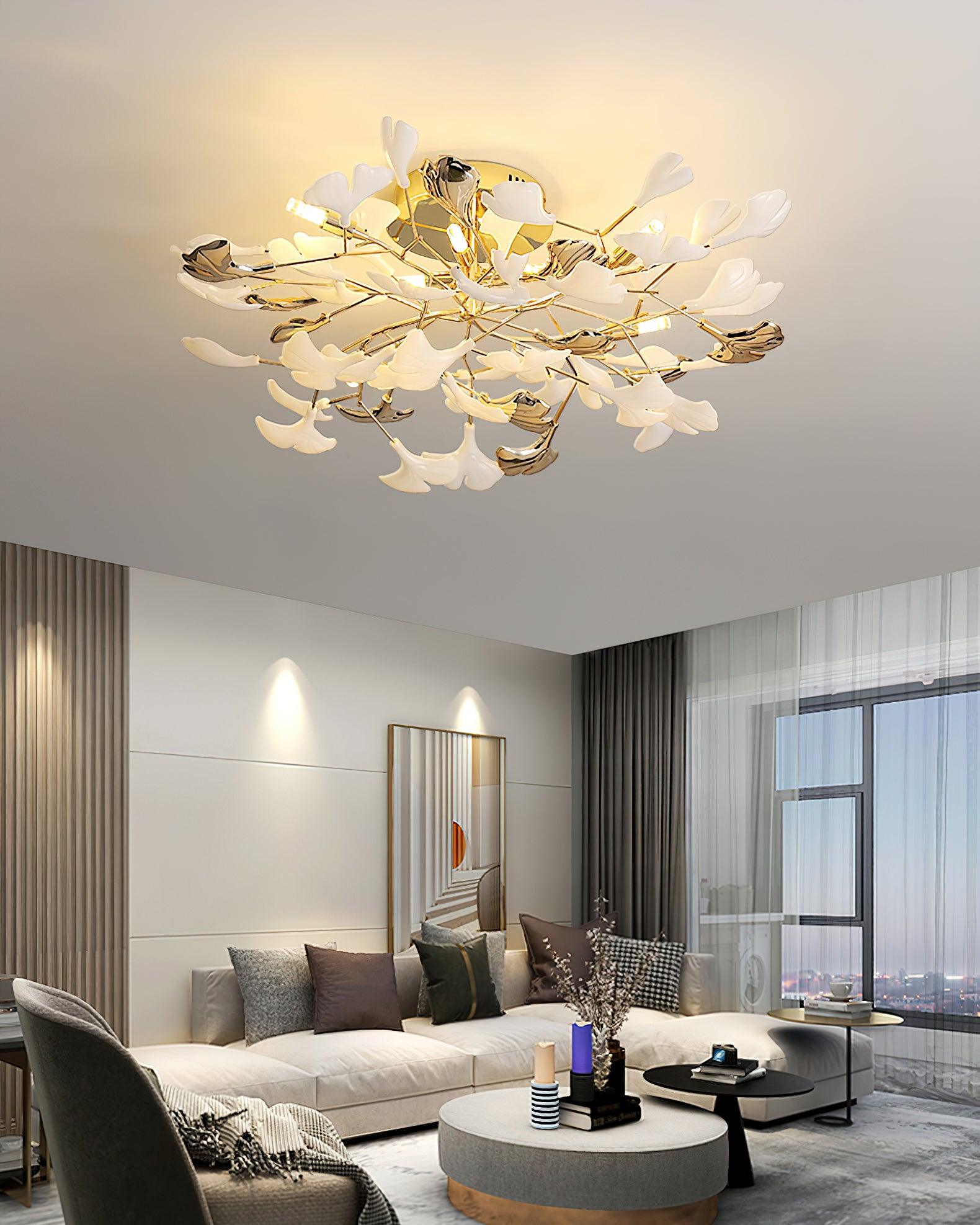 Artheel Premium Nordic Art Gingko Rotating Ceramics Ceiling Lamp