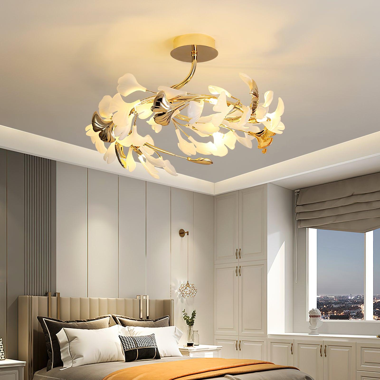 Artheel Premium Nordic Art Gingko Rotating Ceramics Ceiling Lamp