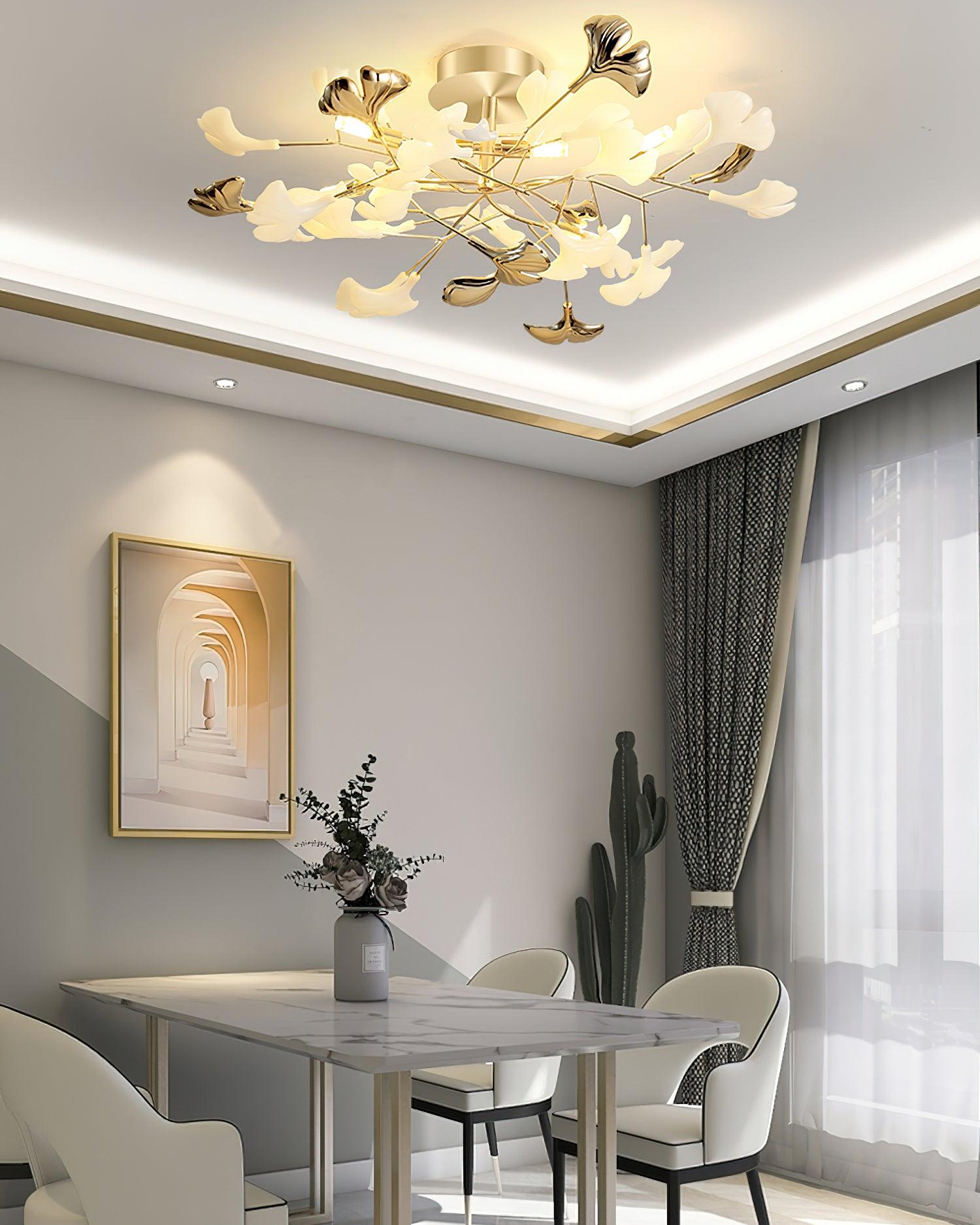 Artheel Premium Nordic Art Gingko Rotating Ceramics Ceiling Lamp