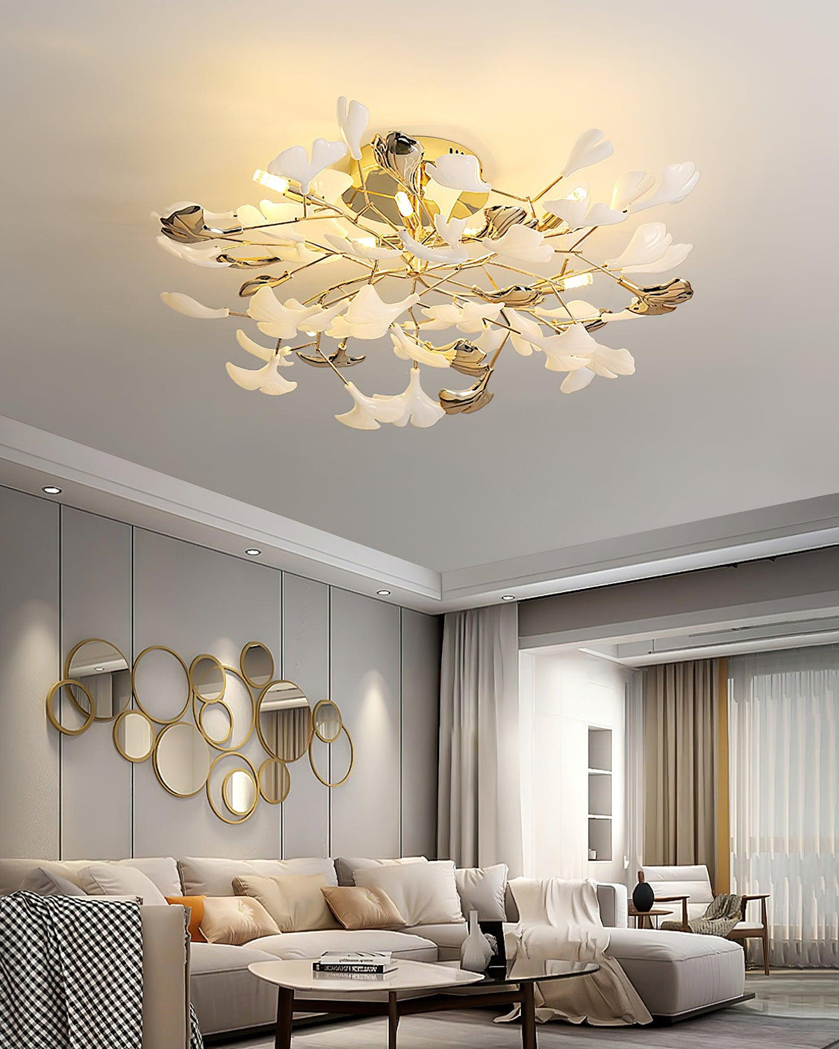 Artheel Premium Nordic Art Gingko Rotating Ceramics Ceiling Lamp