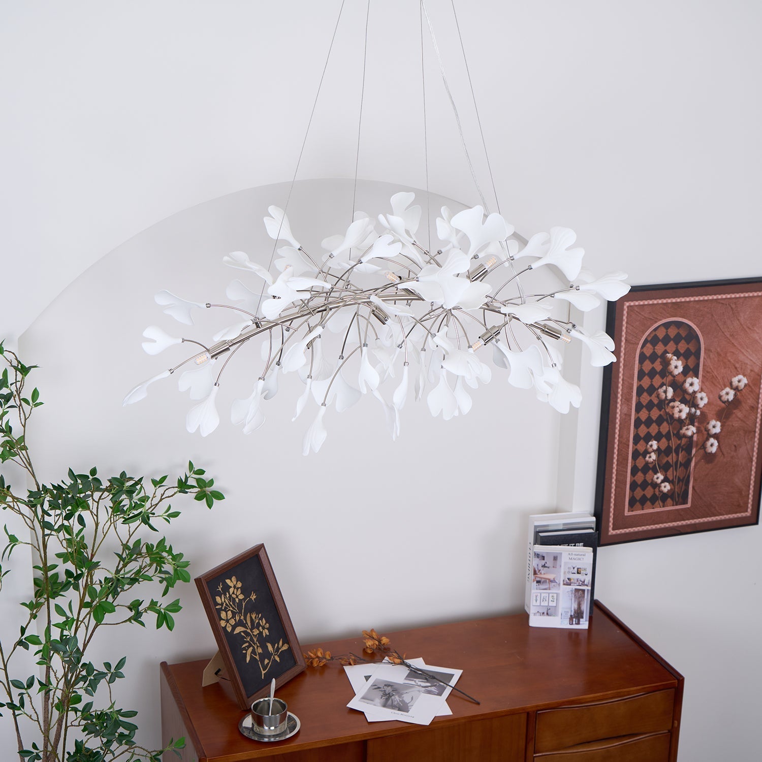 Oriiselle Chandelier Ceramic Gingko Petal Gold