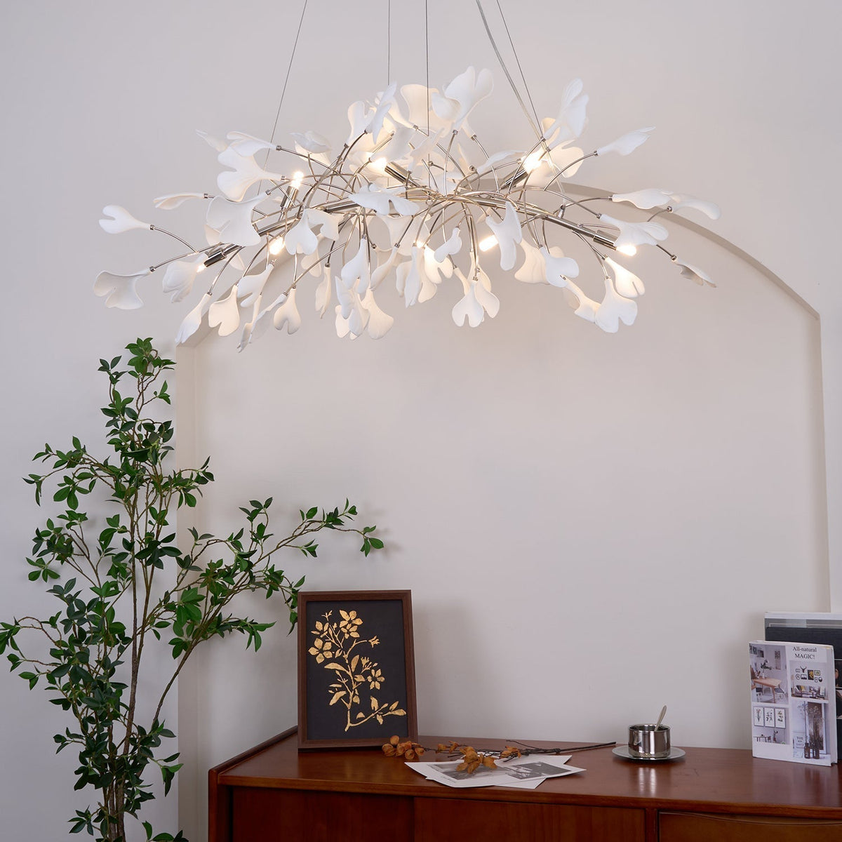 Oriiselle Chandelier Ceramic Gingko Petal Gold