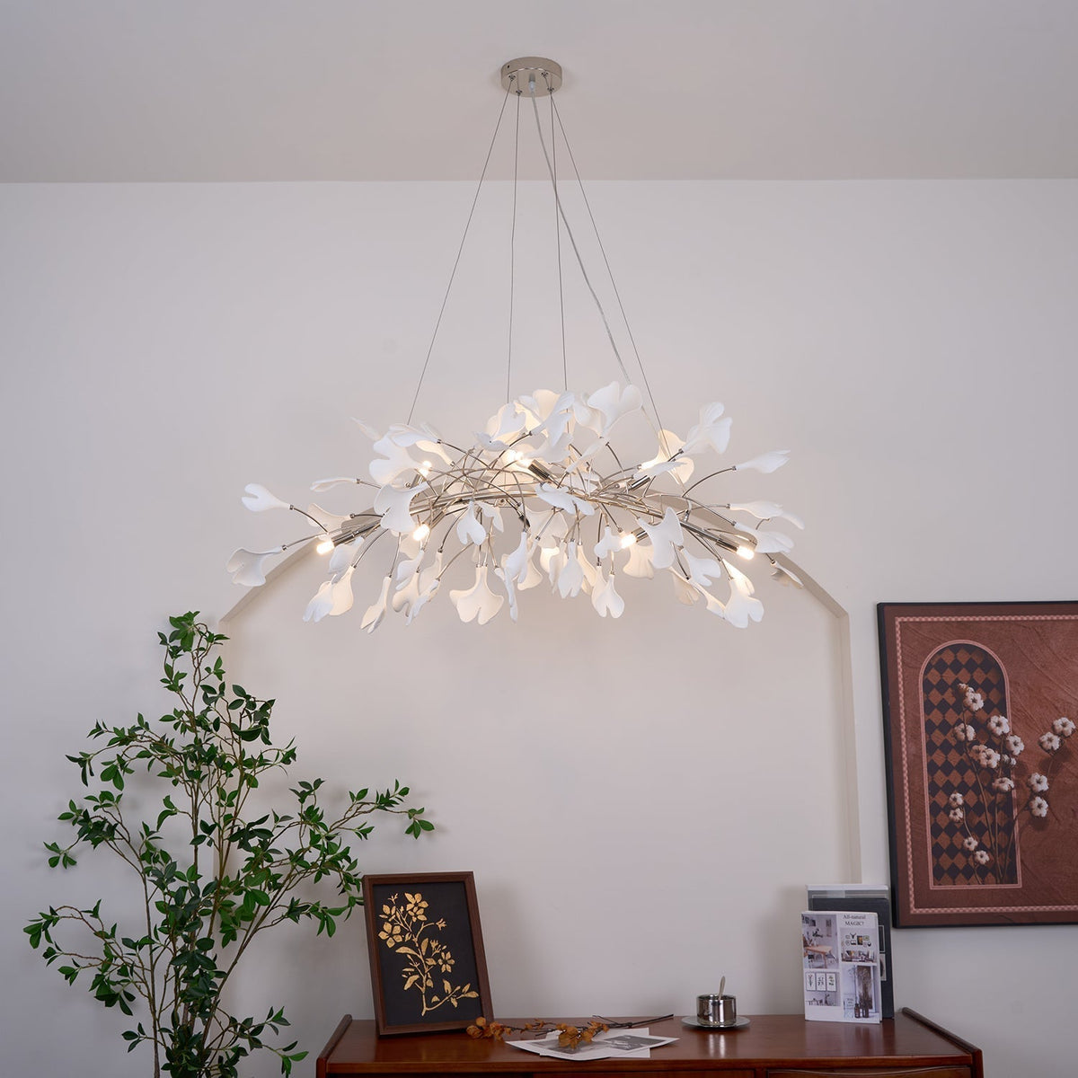 Oriiselle Chandelier Ceramic Gingko Petal Gold