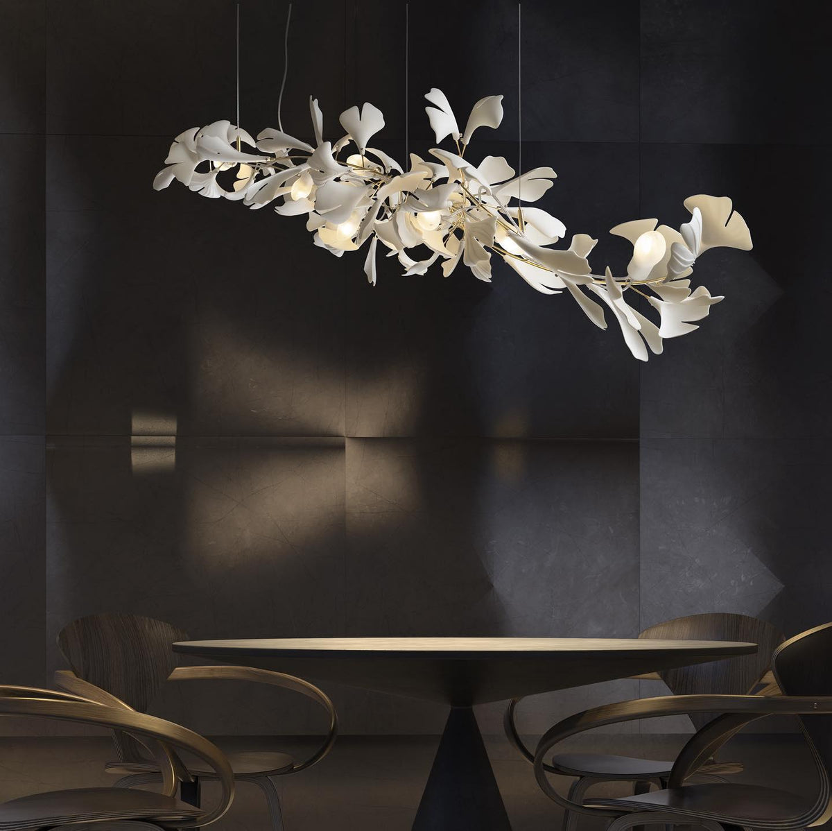 Ceroraine Chandelier Gingko A Porcelain LED Modern