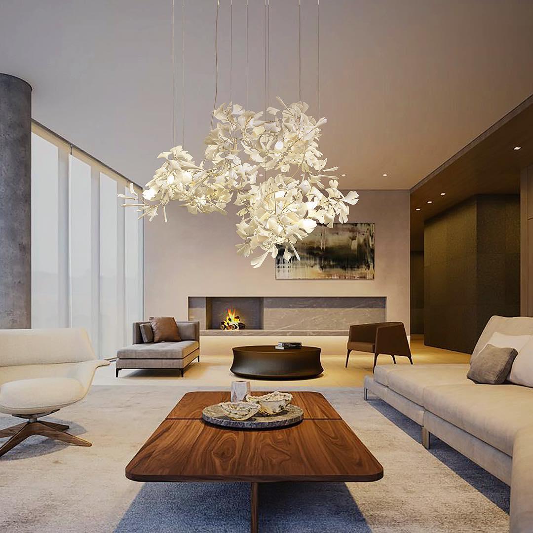 Ceroraine Chandelier Gingko A Porcelain LED Modern