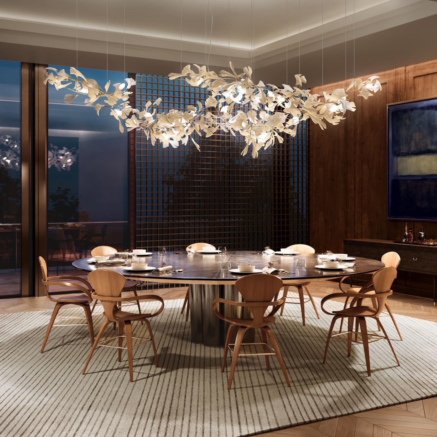 Ceroraine Chandelier Gingko A Porcelain LED Modern
