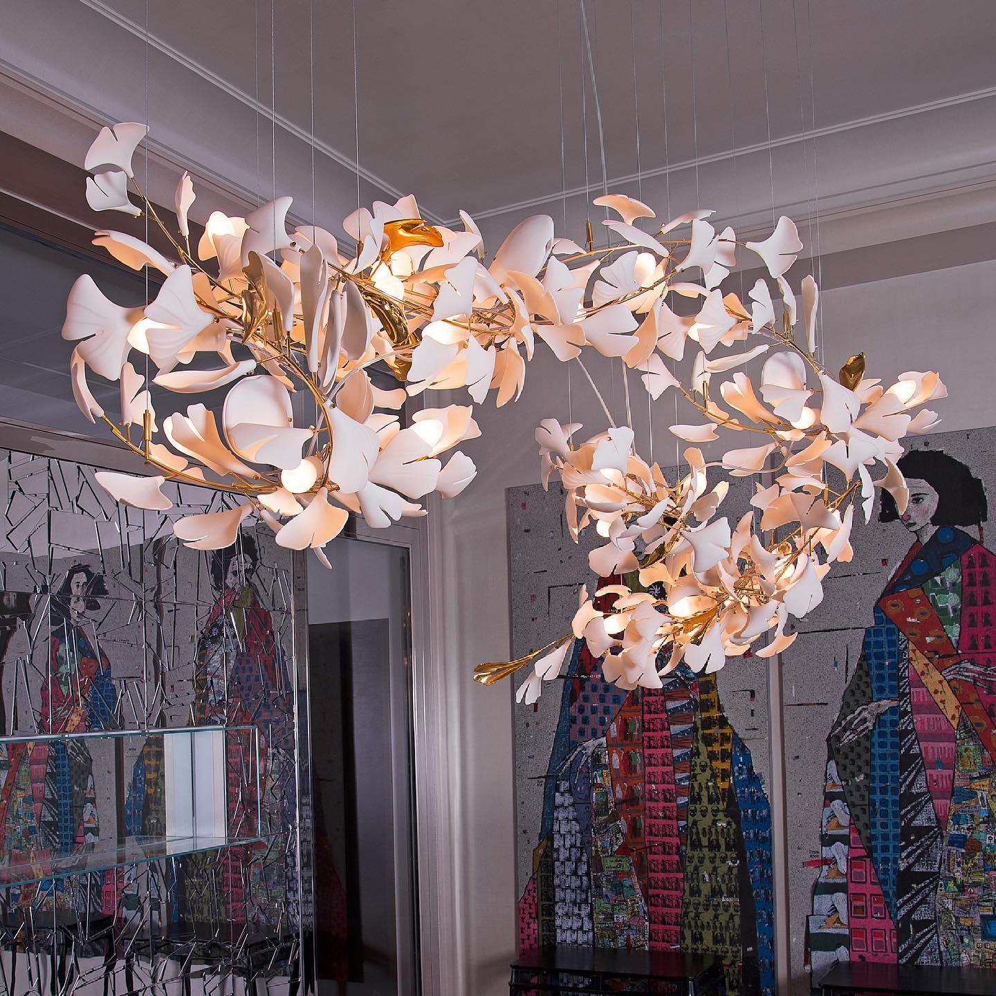 Ceroraine Chandelier Gingko A Porcelain LED Modern