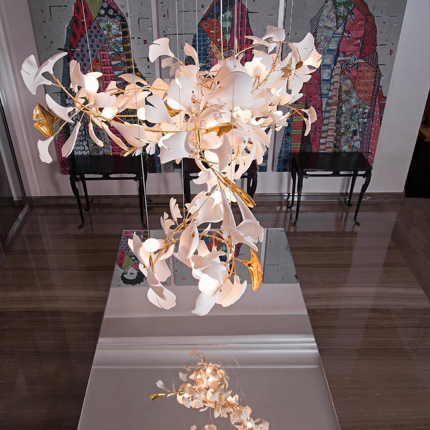Ceroraine Chandelier Gingko A Porcelain LED Modern
