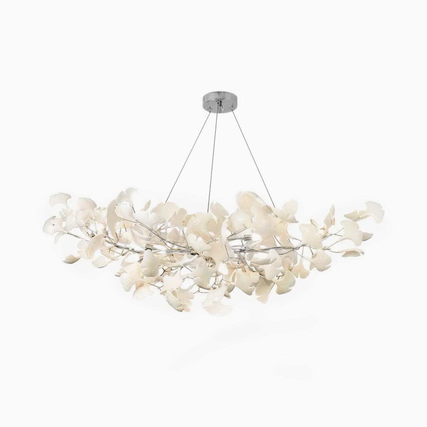 Olivia Ceramic Gingko Leaf Chandelier Smile -Shape - Neutral Decor