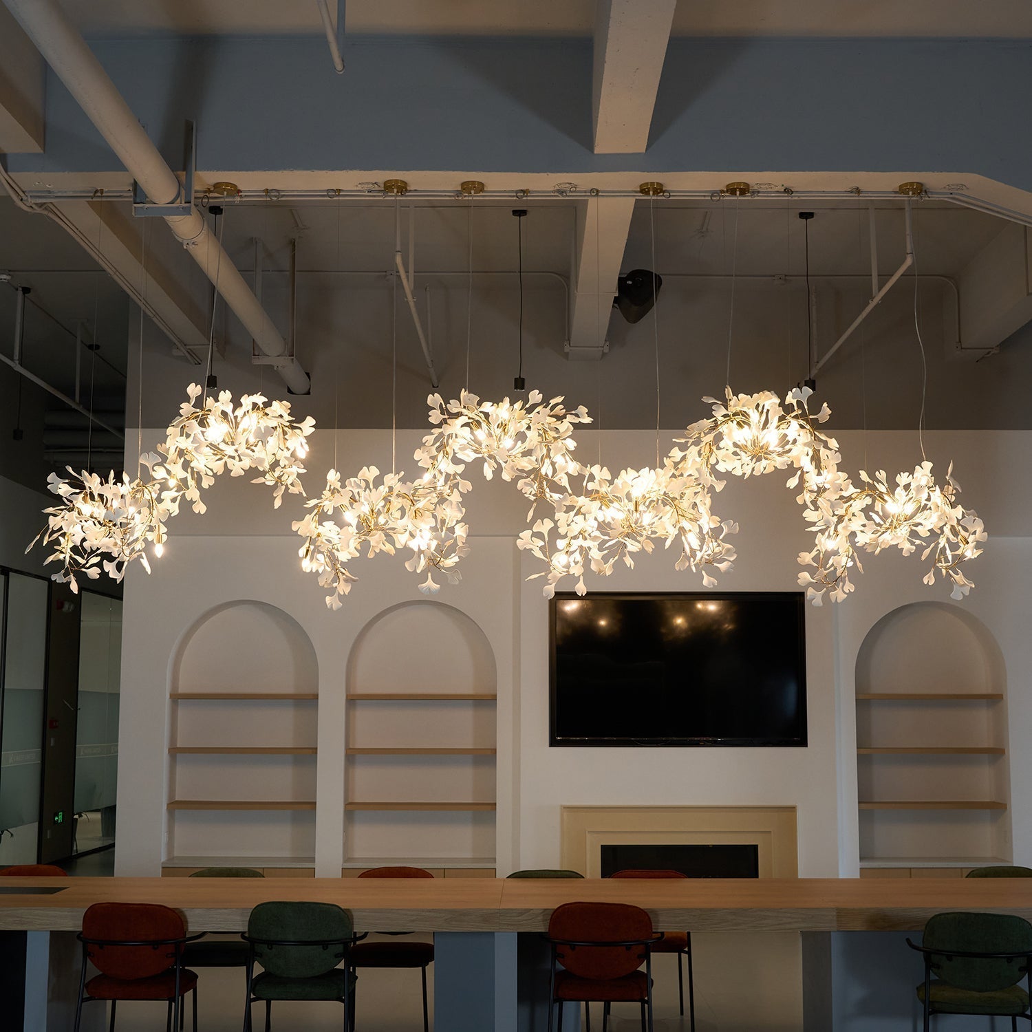 Ririxel Pendant Lamp Gingko Ceramic Petals Gold