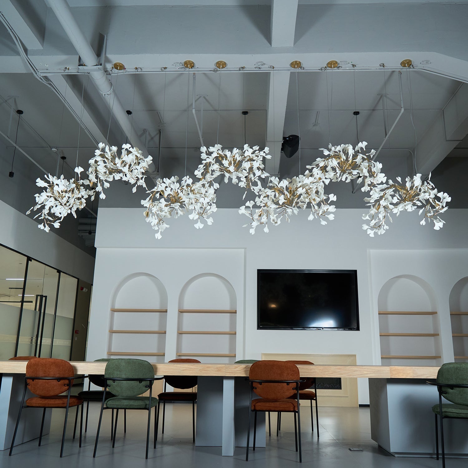 Ririxel Pendant Lamp Gingko Ceramic Petals Gold