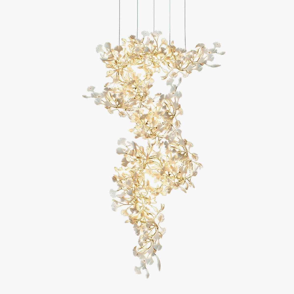 Sorvyn Pendant Lamp Ginkgo Ceramic Brass Floral