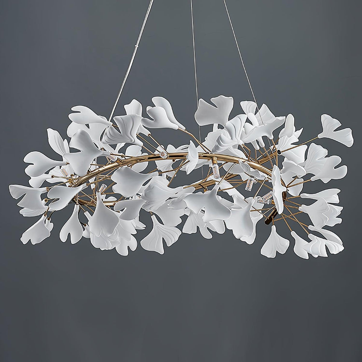 Umberis Pendant Lamp Gingko Porcelain Leaves Gold
