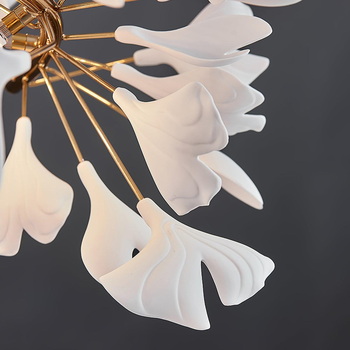 Umberis Pendant Lamp Gingko Porcelain Leaves Gold
