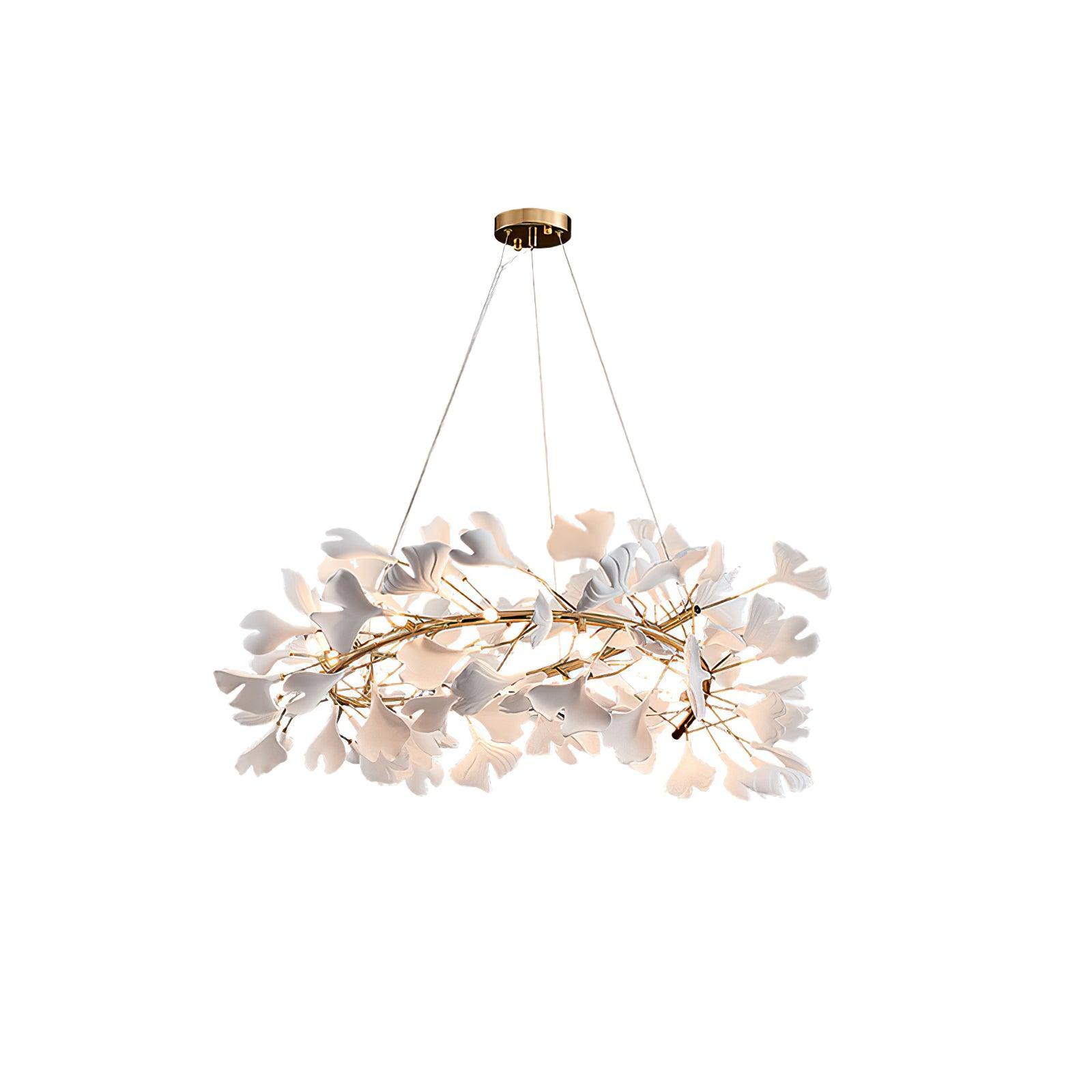 Umberis Pendant Lamp Gingko Porcelain Leaves Gold