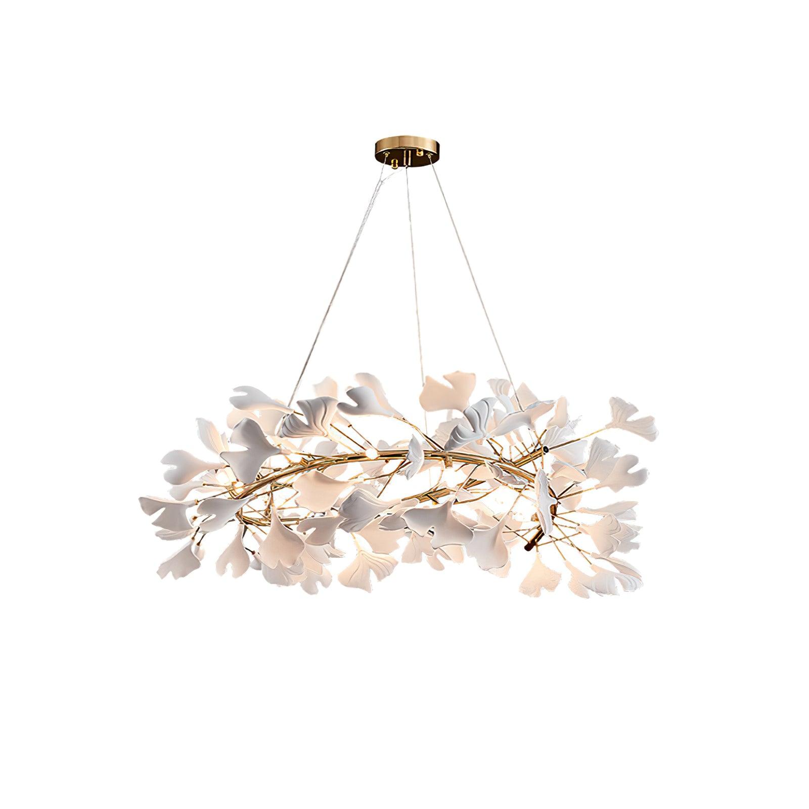 Umberis Pendant Lamp Gingko Porcelain Leaves Gold