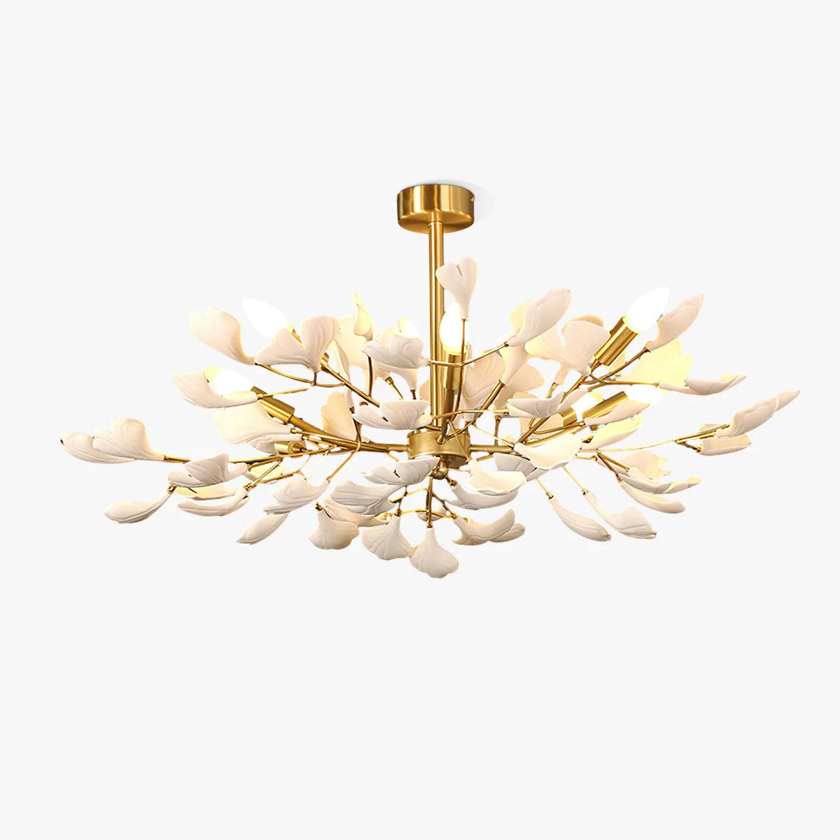 Nale Chandelier Ginkgo Leaf Brass Ceramic