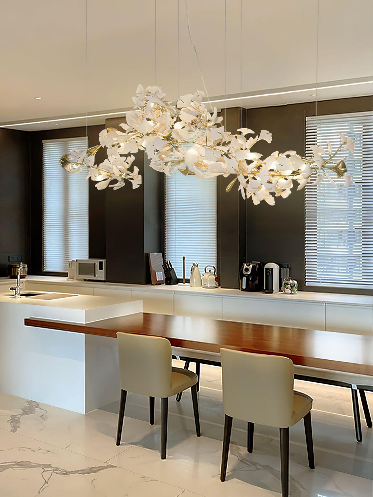 Oriiselle Chandelier Ceramic Gingko Petal Gold