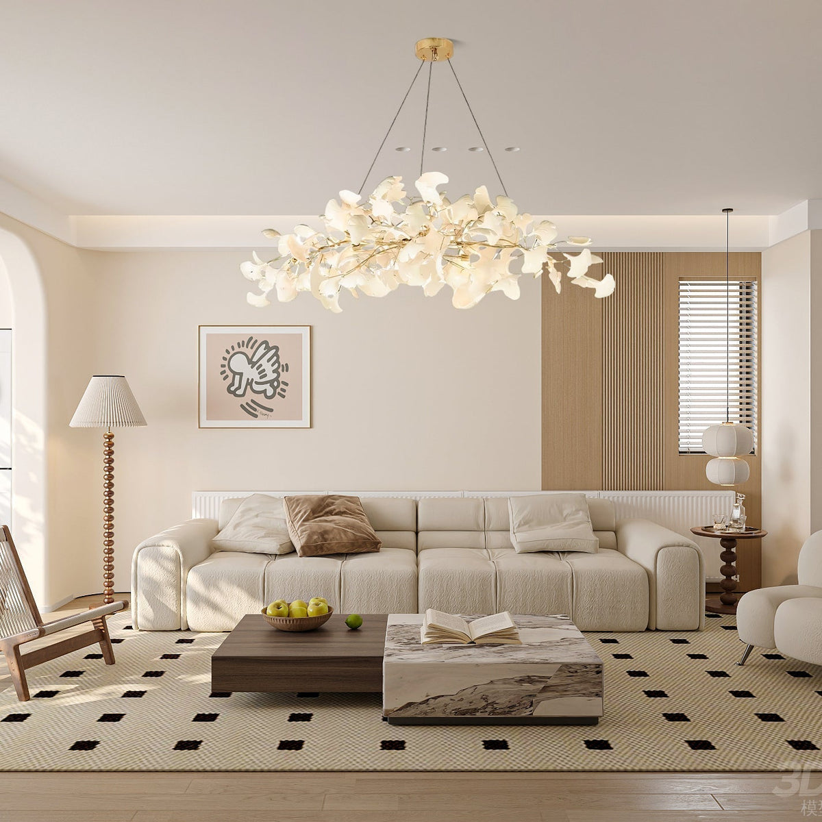 Oriiselle Chandelier Ceramic Gingko Petal Gold