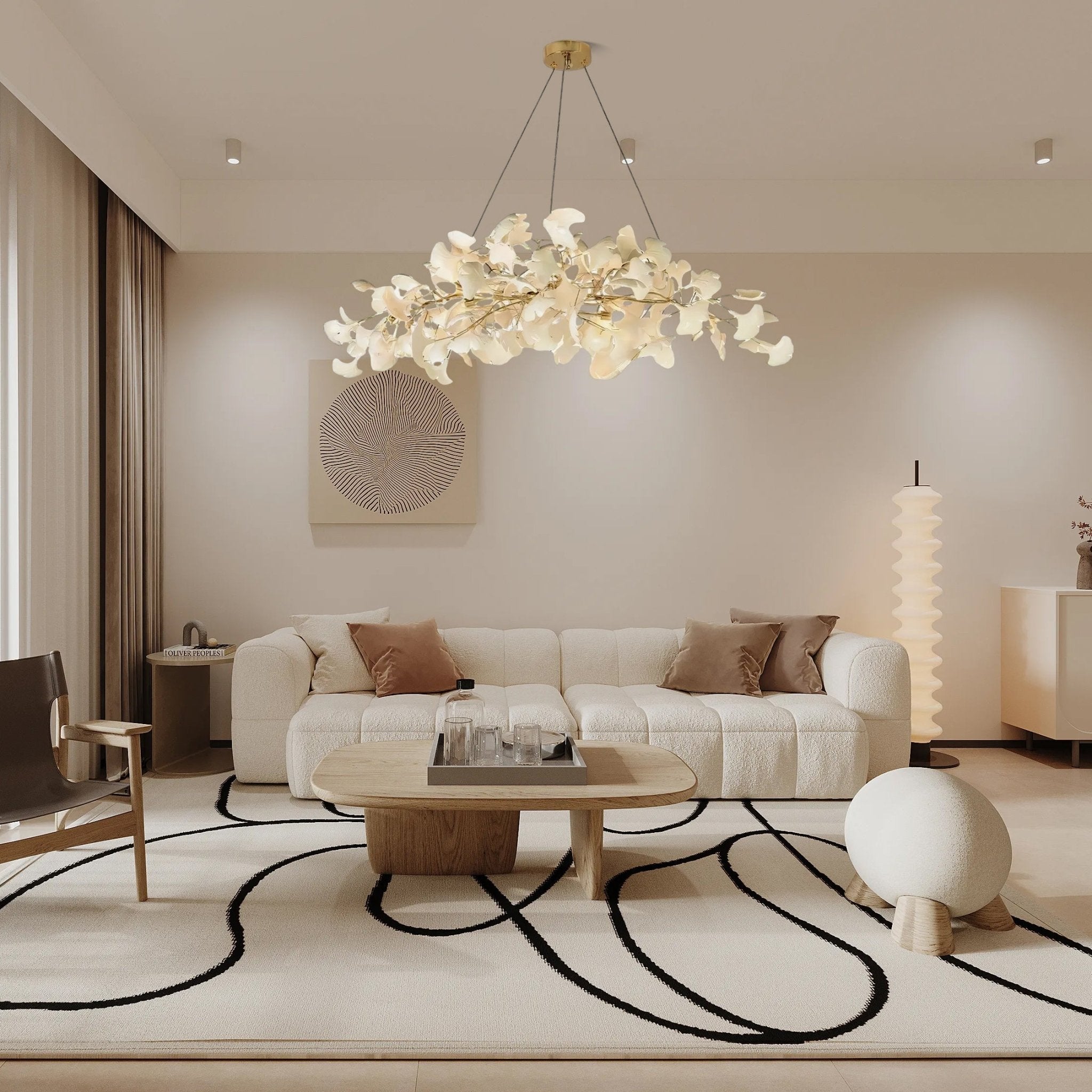 Oriiselle Chandelier Ceramic Gingko Petal Gold