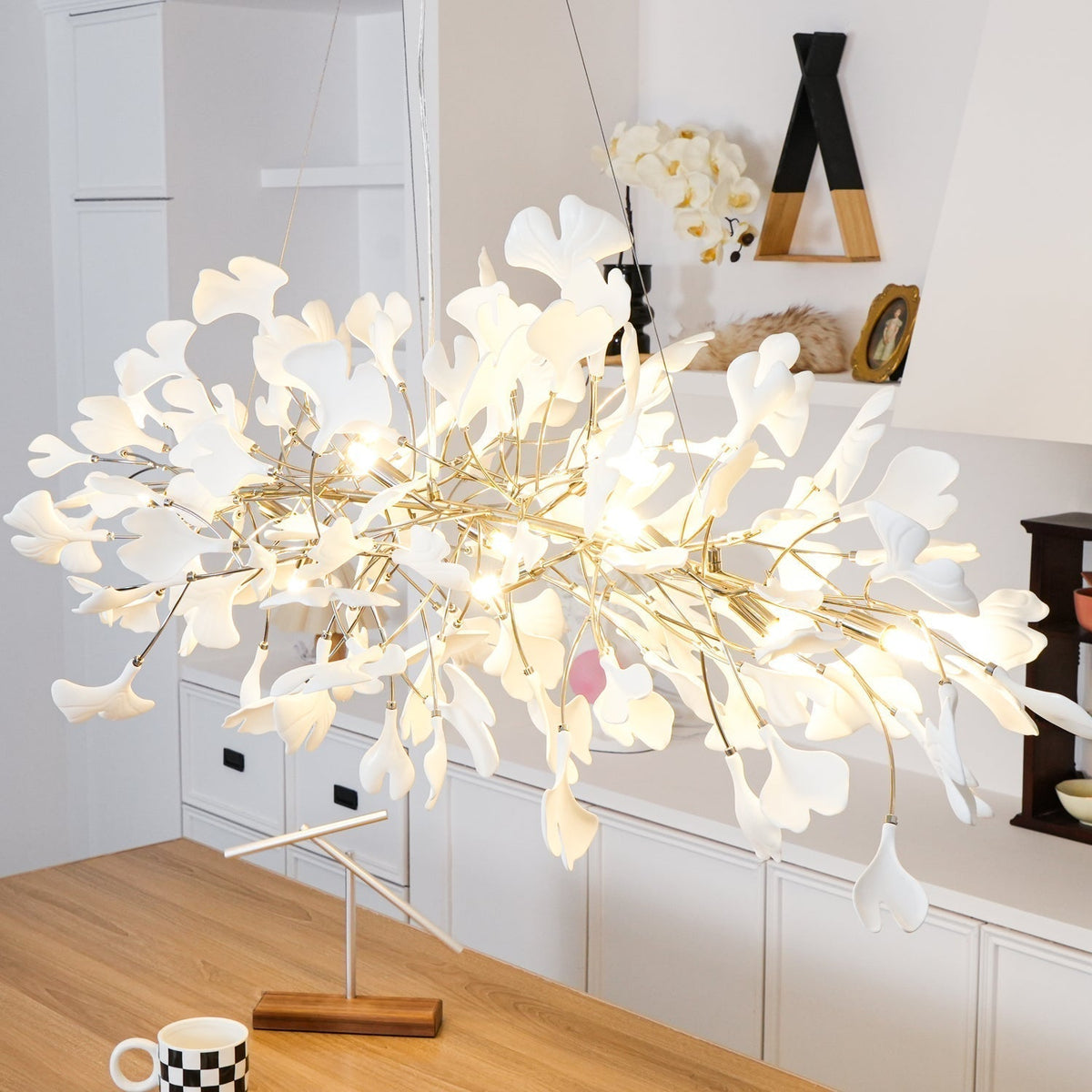 Oriiselle Chandelier Ceramic Gingko Petal Gold