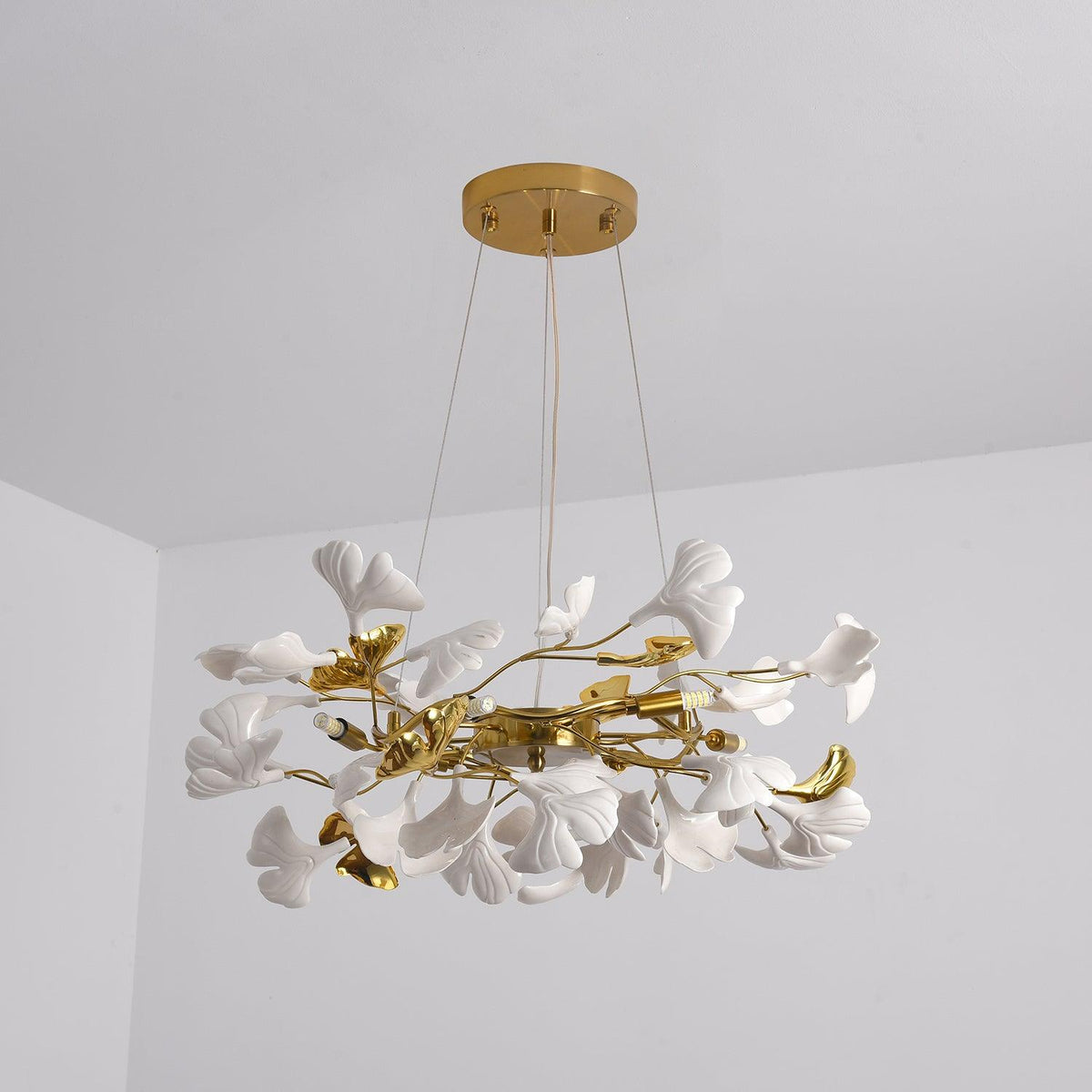 Oden Chandelier Ginkgo Leaf Ceramic Sculptural