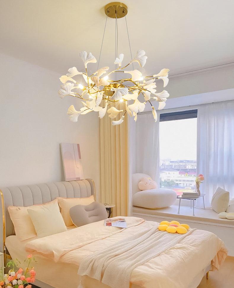 Oden Chandelier Ginkgo Leaf Ceramic Sculptural